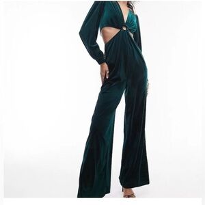 Christmas, holiday cocktail,New Years NWT. Topshop Green Velvet Jumpsuit/romper